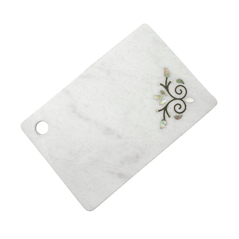 White Marble Chopping Board with Mother of Pearl